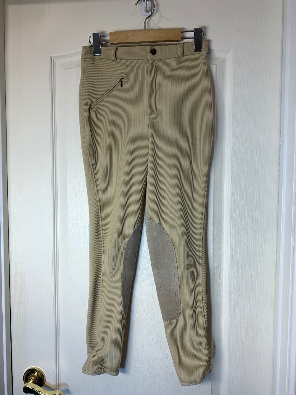 TuffRider Women’s Equestrian Riding Breeches Tan Knee Patch Size XS (Approx.)